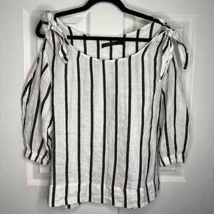 Zara Striped 3/4 Balloon Sleeved Top Women’s Small Oversized